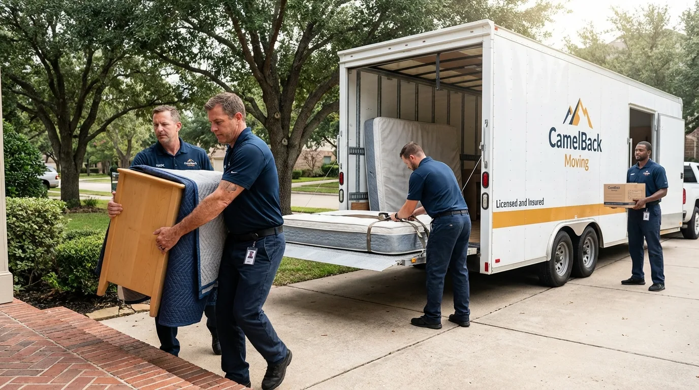 Crew loading residential truck for cross-state move from Harrisburg, SD